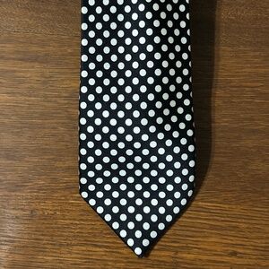 AUTHENTIC DOLCEPUNTA 100% SILK NECKTIE BLACK w/WHITE POLKA DOTS